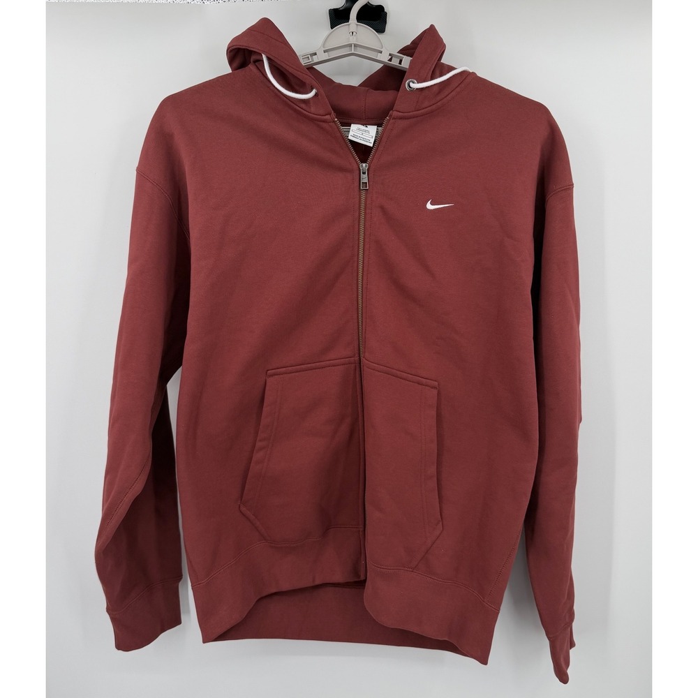 Nike Mens Full Zip Hoodie Large Tall Maroon Burgundy Club Fleece Sweatshirt